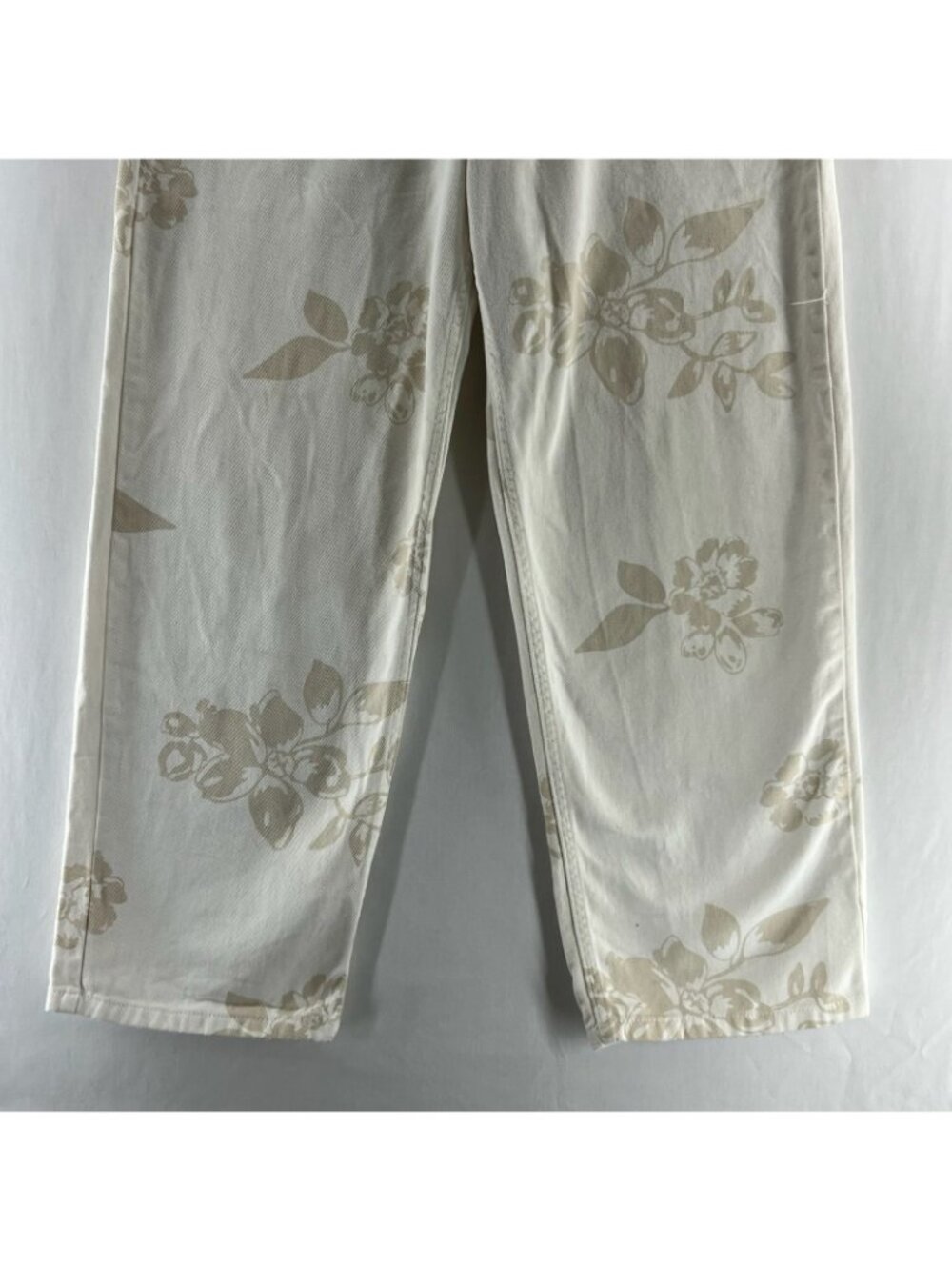 Vans Sirelle Floral High Waisted Mom Jeans Womens 29 Wide Leg Cotton Ecru Cream - Picture 8 of 14